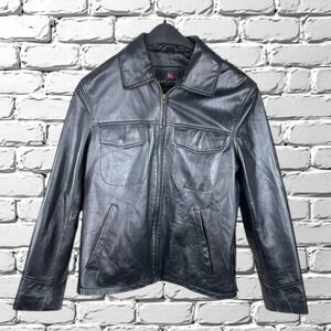 Vintage 90s Luis Alvear Black Leather Moto Biker Jacket Women's Size Small Coat